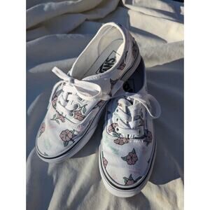 Vans Womens Authentic Thank You Floral True White Lace up sneakers 5.5 preppy